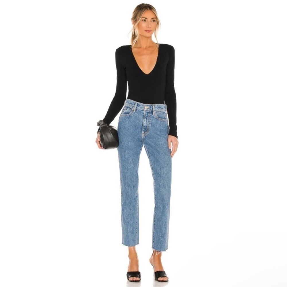 ALIX NYC Black Deep Vneck Longsleeve Irving Bodysuit Size Large